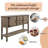 olid Wood Sideboard Console Table with 2 Drawers and Cabinets