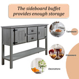 olid Wood Sideboard Console Table with 2 Drawers and Cabinets