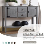 olid Wood Sideboard Console Table with 2 Drawers and Cabinets