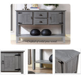 olid Wood Sideboard Console Table with 2 Drawers and Cabinets