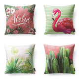 Tropical Series Set of 4 Flamingo and Cactus Throw Pillow Case