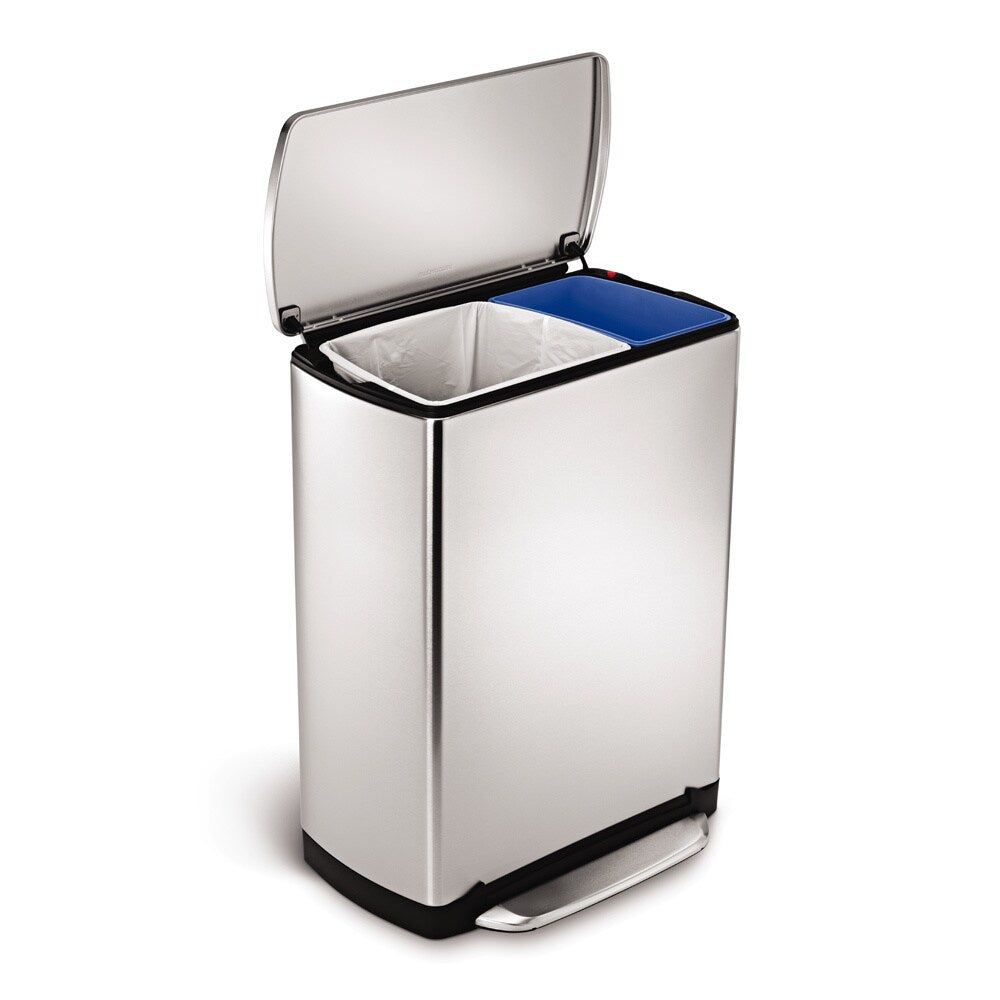 simplehuman 46-liter Wide-step Rectangular Recycler Step Can