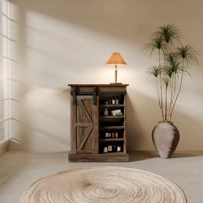sliding barn door storage cabinet,can be placed in the kitchen,bathroom,living room