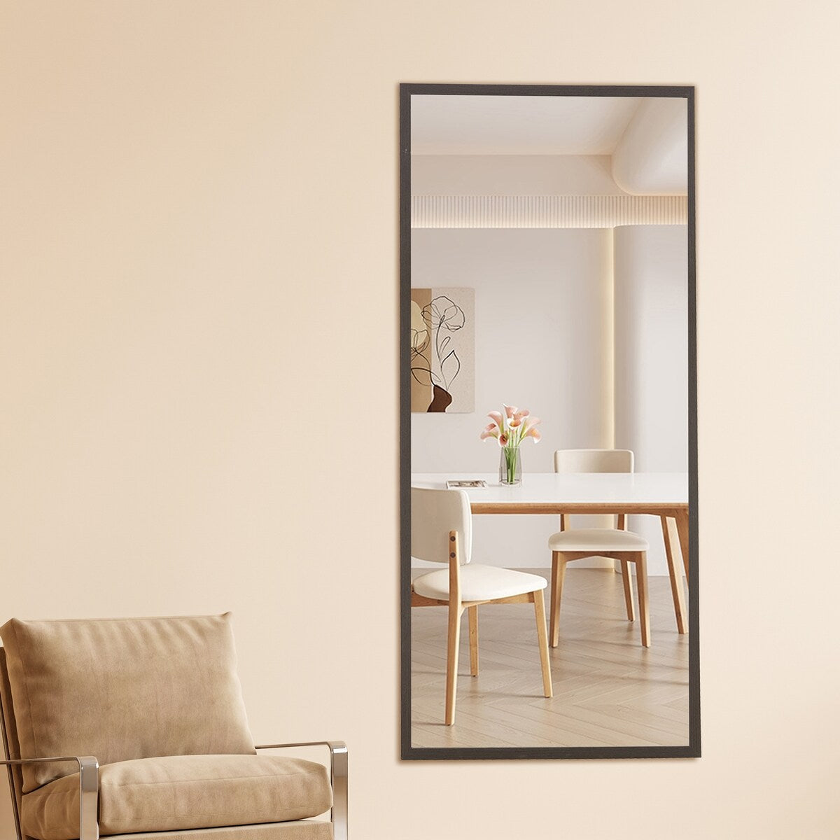 solid wood frame full-length mirror,dressing mirror, bedroom porch, decorative mirror, floor standing large mirror,wall mounted.