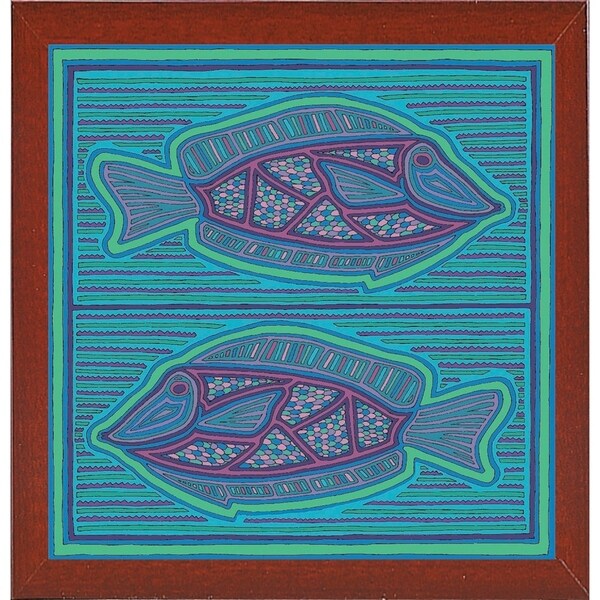 square fish-WILBAS99988 Framed Print 10.75"x10.5" by Willow Bascom