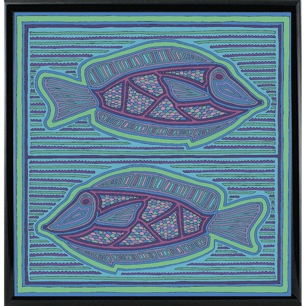 square fish-WILBAS99988 Framed Print 10.75"x10.5" by Willow Bascom