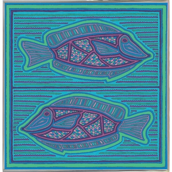 square fish-WILBAS99988 Framed Print 10.75"x10.5" by Willow Bascom