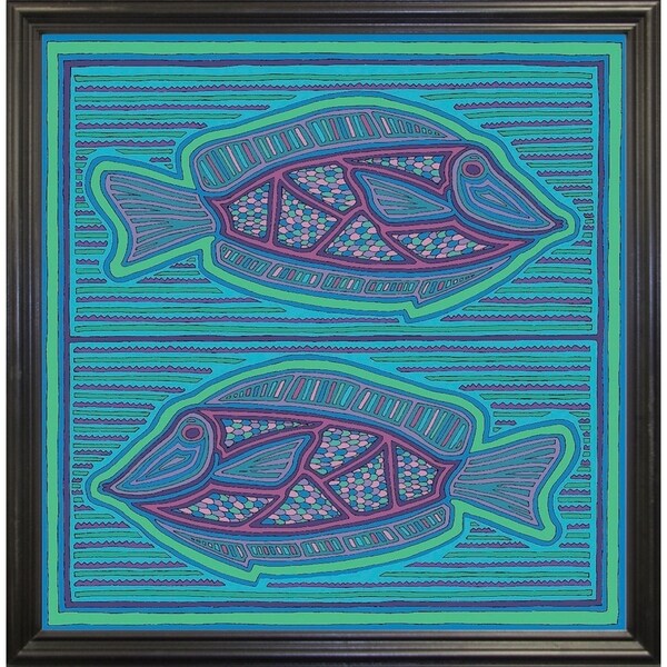 square fish-WILBAS99988 Framed Print 10.75"x10.5" by Willow Bascom