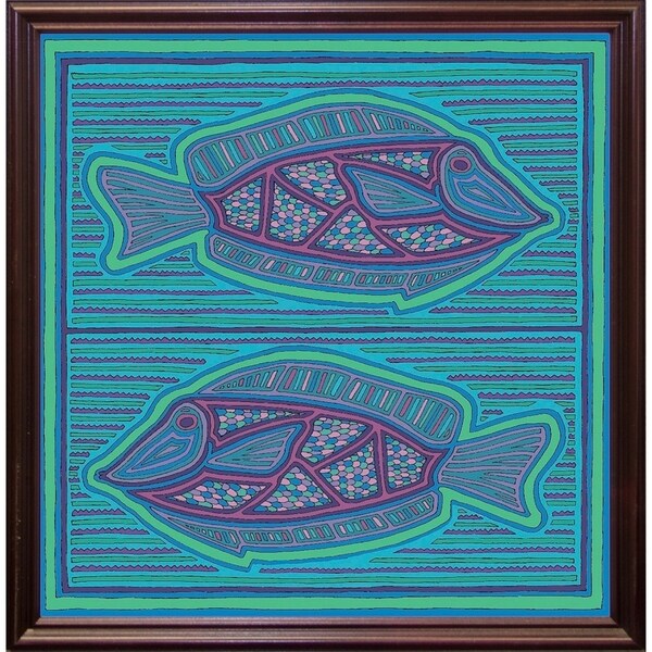 square fish-WILBAS99988 Framed Print 10.75"x10.5" by Willow Bascom