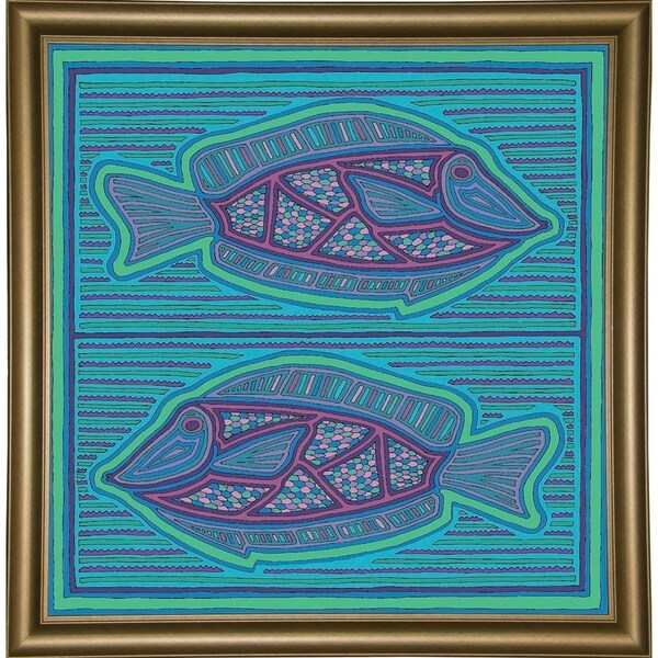 square fish-WILBAS99988 Framed Print 10.75"x10.5" by Willow Bascom
