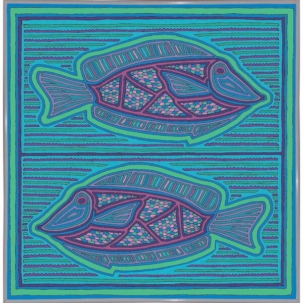 square fish-WILBAS99988 Framed Print 10.75"x10.5" by Willow Bascom