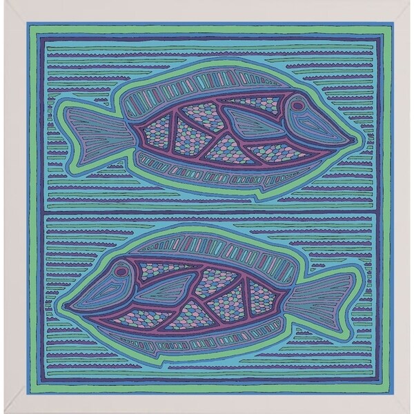 square fish-WILBAS99988 Framed Print 10.75"x10.5" by Willow Bascom