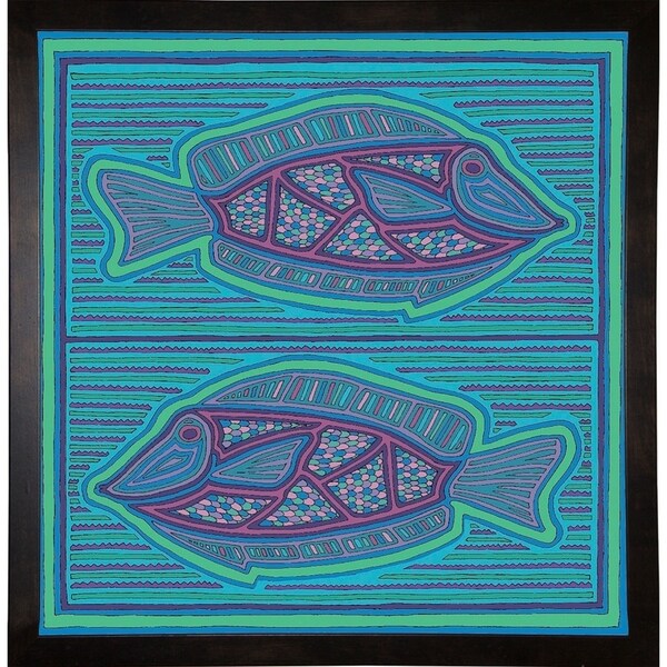 square fish-WILBAS99988 Framed Print 10.75"x10.5" by Willow Bascom