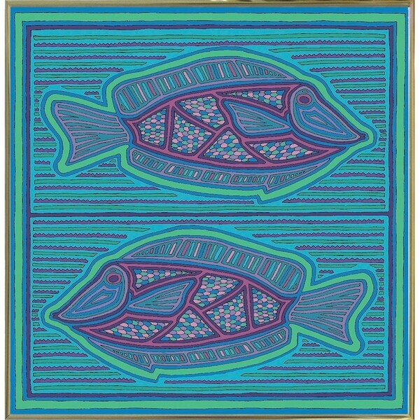 square fish-WILBAS99988 Framed Print 10.75"x10.5" by Willow Bascom