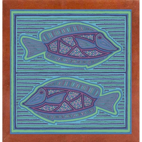 square fish-WILBAS99988 Framed Print 10.75"x10.5" by Willow Bascom