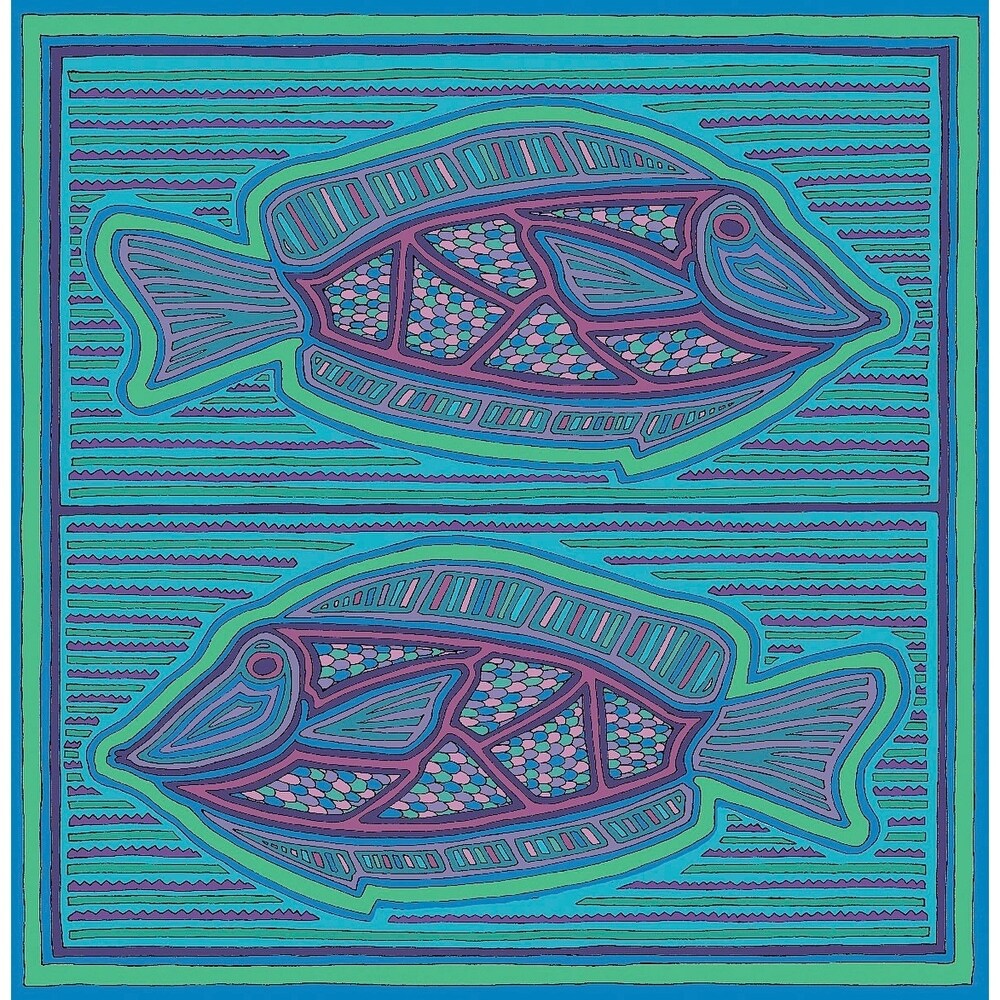 square fish-WILBAS99988 Framed Print 10.75"x10.5" by Willow Bascom