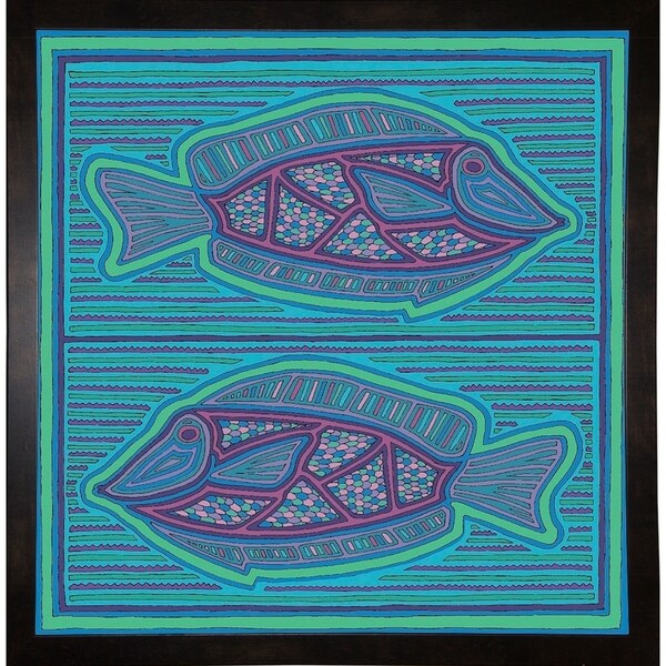 square fish-WILBAS99988 Framed Print 10.75"x10.5" by Willow Bascom
