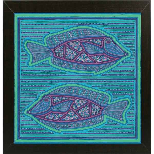 square fish-WILBAS99988 Framed Print 10.75"x10.5" by Willow Bascom