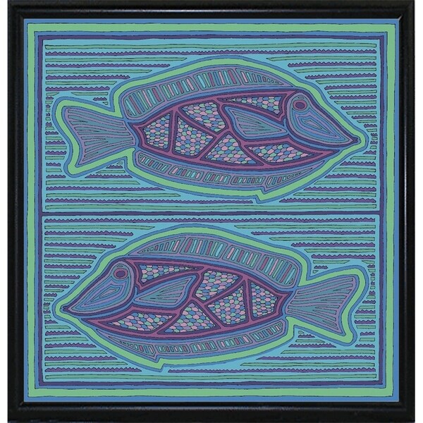 square fish-WILBAS99988 Framed Print 10.75"x10.5" by Willow Bascom
