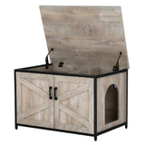 unipaws Cat Litter Box Enclosure with Top Opening, Cat Washroom Bench