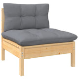 vidaXL Solid Pinewood Patio Lounge Set 10 Piece with Cushions Multi Colors