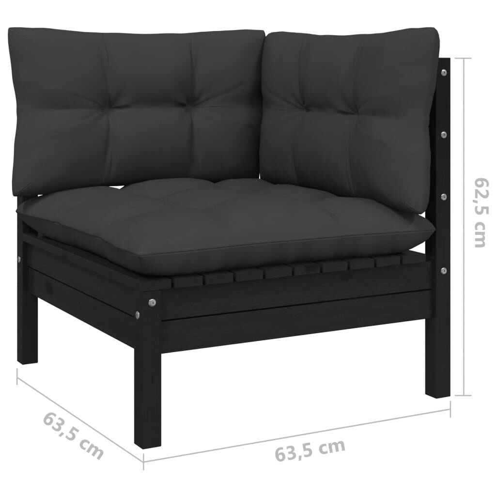 vidaXL Solid Pinewood Patio Lounge Set 10 Piece with Cushions Multi Colors