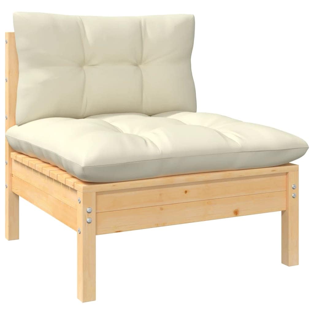 vidaXL Solid Pinewood Patio Lounge Set 10 Piece with Cushions Multi Colors