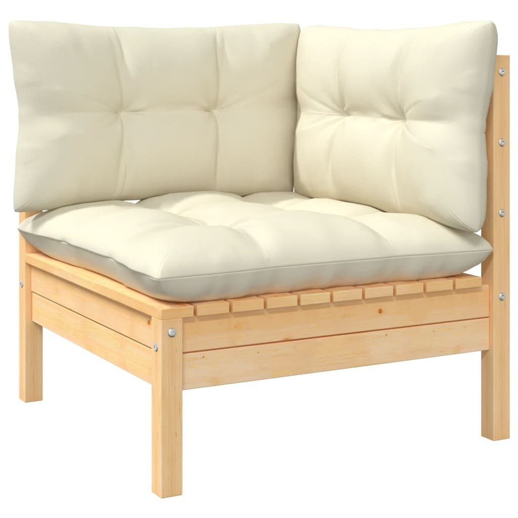 vidaXL Solid Pinewood Patio Lounge Set 10 Piece with Cushions Multi Colors