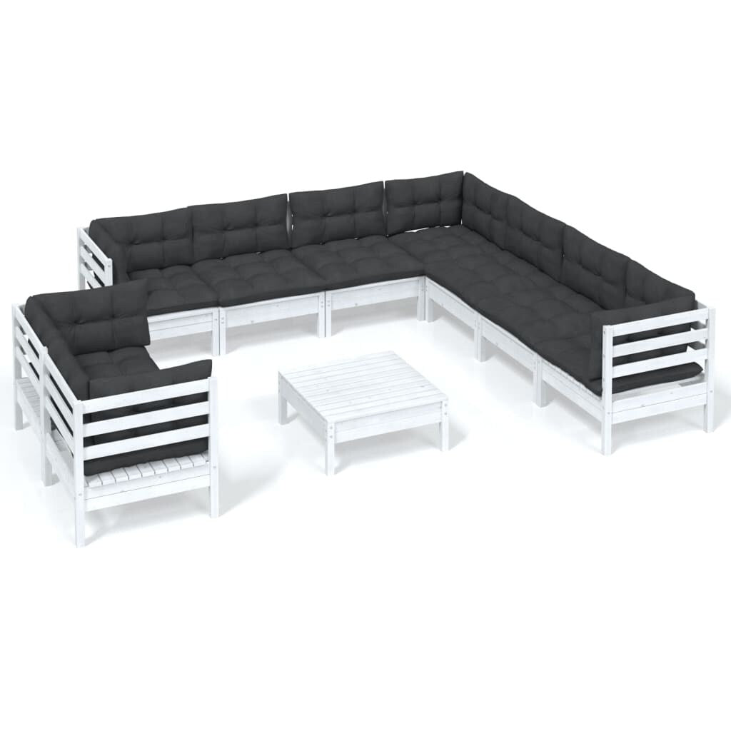 vidaXL Solid Pinewood Patio Lounge Set 10 Piece with Cushions Multi Colors