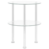 vidaXL 2-Tier Side Table Transparent 15" Tempered Glass - 15" x 19.7"