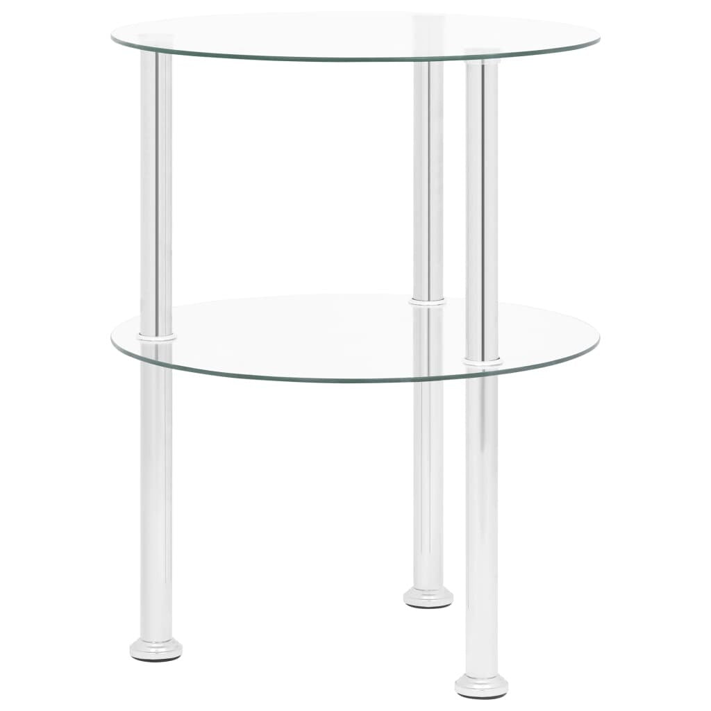 vidaXL 2-Tier Side Table Transparent 15" Tempered Glass - 15" x 19.7"