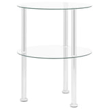 vidaXL 2-Tier Side Table Transparent 15" Tempered Glass - 15" x 19.7"