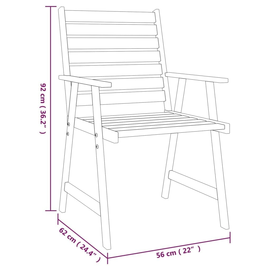 vidaXL Bistro Set Patio Table and Chairs Conversational Set Solid Acacia Wood - 27.6" x 27.6" x 24"