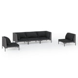 vidaXL Patio Lounge Set Outdoor Sectional Sofa Set Table Poly Rattan Dark Grey - 27.6" x 27.6" x 24"