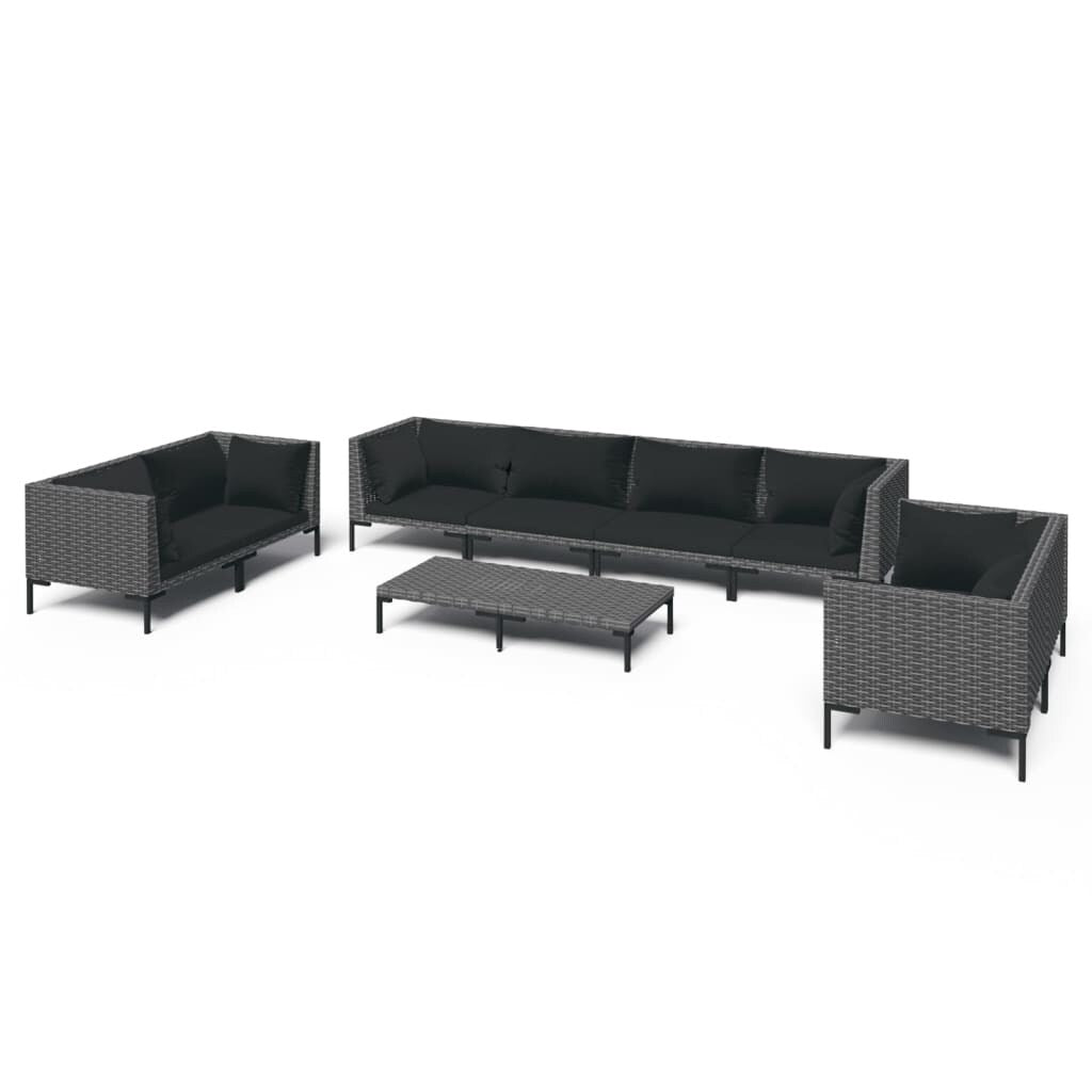 vidaXL Patio Lounge Set Outdoor Sectional Sofa Set Table Poly Rattan Dark Grey - 27.6" x 27.6" x 24"