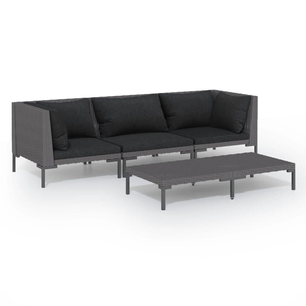 vidaXL Patio Lounge Set Outdoor Sectional Sofa Set Table Poly Rattan Dark Grey - 27.6" x 27.6" x 24"