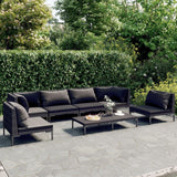 vidaXL Patio Lounge Set Outdoor Sectional Sofa Set Table Poly Rattan Dark Grey - 27.6" x 27.6" x 24"
