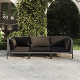 vidaXL Patio Lounge Set Outdoor Sectional Sofa Set Table Poly Rattan Dark Grey - 27.6" x 27.6" x 24"