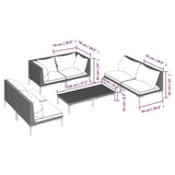 vidaXL Patio Lounge Set Outdoor Sectional Sofa Set Table Poly Rattan Dark Grey - 27.6" x 27.6" x 24"