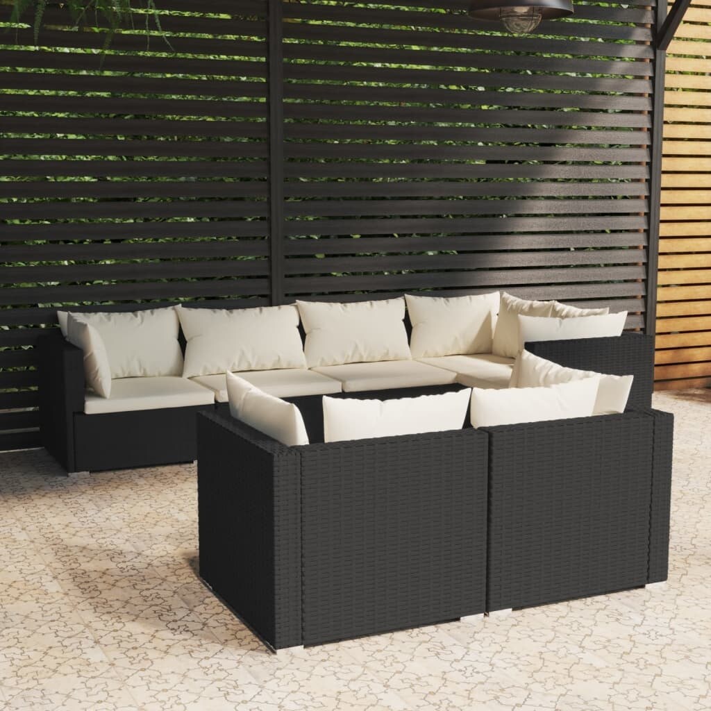 vidaXL Patio Lounge Set Outdoor Sectional Sofa Set Table Garden Poly Rattan