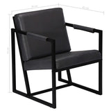 vidaXL Armchair Gray Real Leather - 21.7" x 24.4" x 29.5"