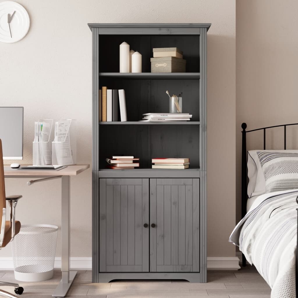 vidaXL Bookshelf Storage File Cabinet Shelf with Doors BODO Solid Wood Pine
