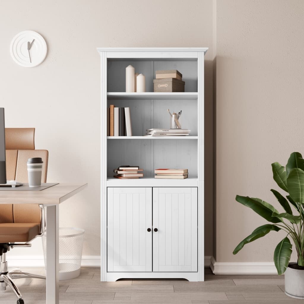 vidaXL Bookshelf Storage File Cabinet Shelf with Doors BODO Solid Wood Pine