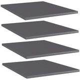vidaXL Bookshelf Boards 4 pcs High Gloss Gray 15.7"x19.7"x0.6" Chipboard