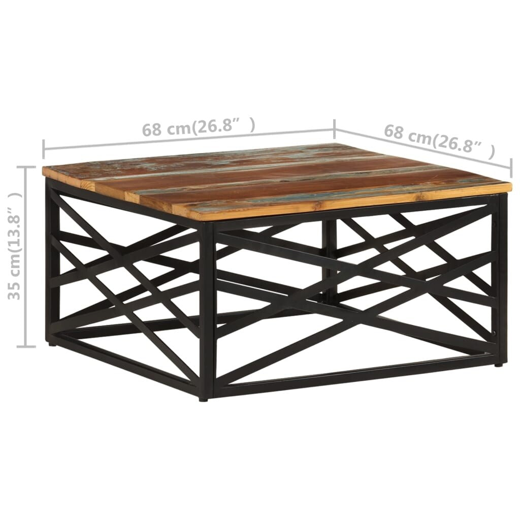 vidaXL Coffee Table End Table Sofa Table Living Room Furniture Solid Wood - 26.8" x 26.8" x 13.8"