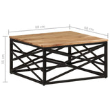 vidaXL Coffee Table End Table Sofa Table Living Room Furniture Solid Wood - 26.8" x 26.8" x 13.8"