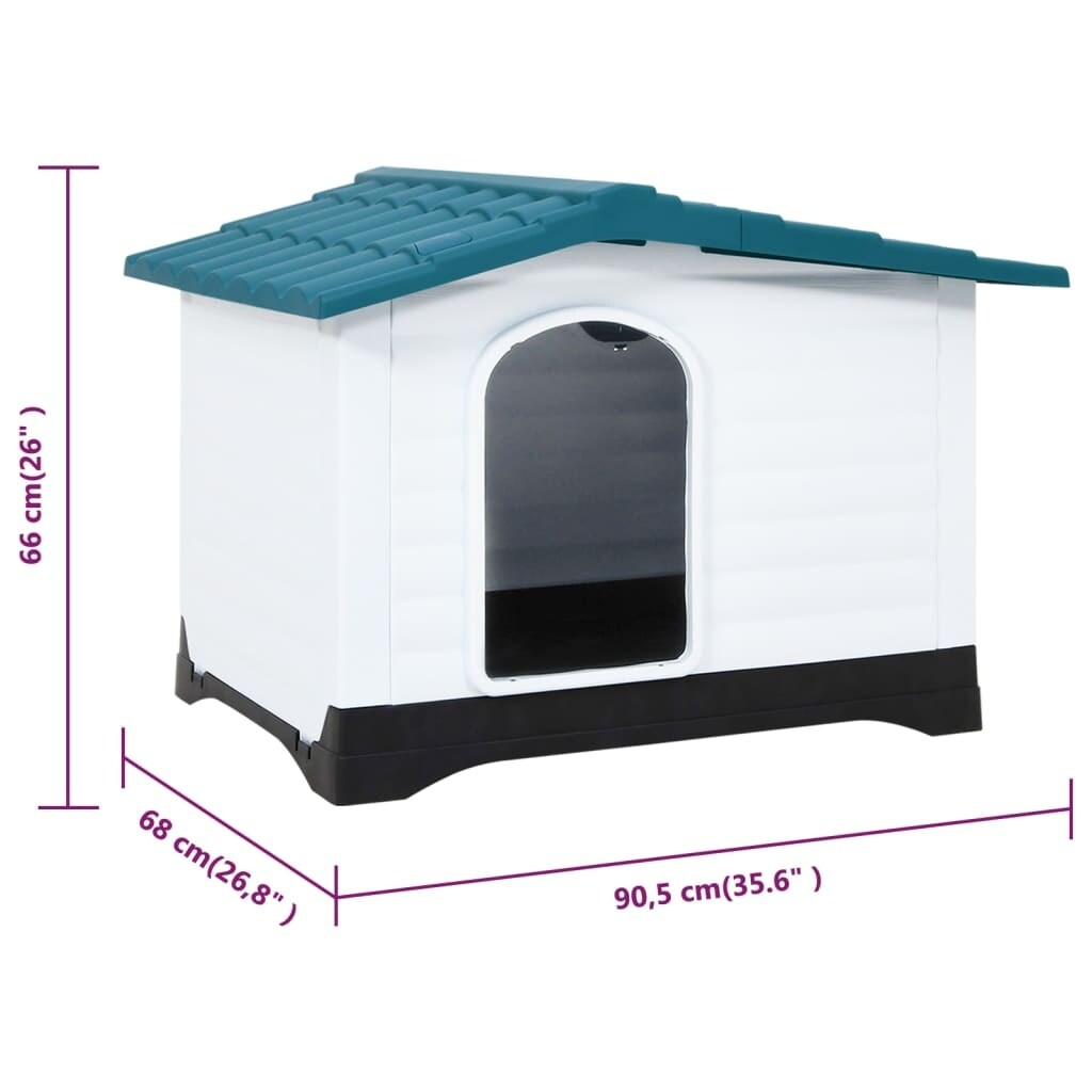 vidaXL Dog House Garden Dog Kennel Small Pet Cage Puppy Shelter Polypropylene - 35.6" x 26.8" x 26"