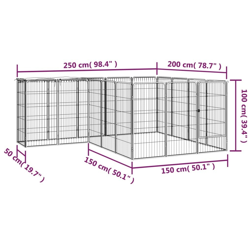 vidaXL Dog Playpen Kennel Dog Cage Puppy Pet Exercise Wire Fence Steel Black
