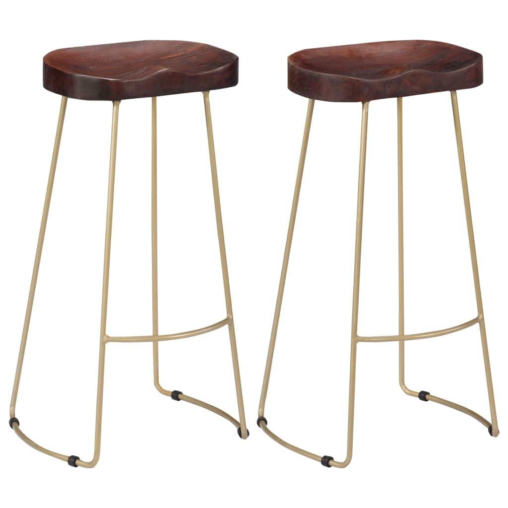 vidaXL Gavin Bar Stools 2 pcs Solid Mango Wood - 17.7" x 15.7" x 30.7"