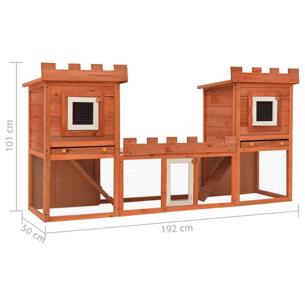 vidaXL Outdoor Large Rabbit Hutch House Pet Cage Double House - 76" x 19.7" x 39.8"